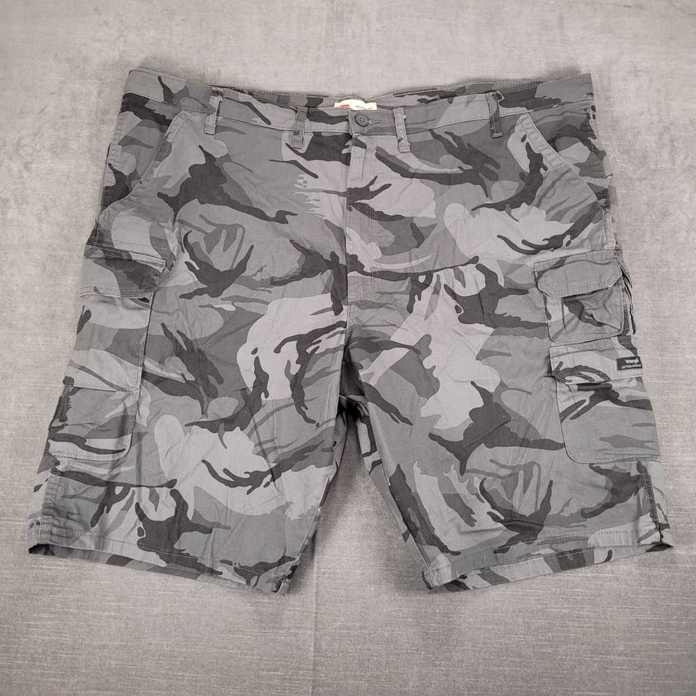Wrangler Gray Black Stripe Camo Cargo Shorts Men's Size 48 Waist Hip‎ Hop Grunge